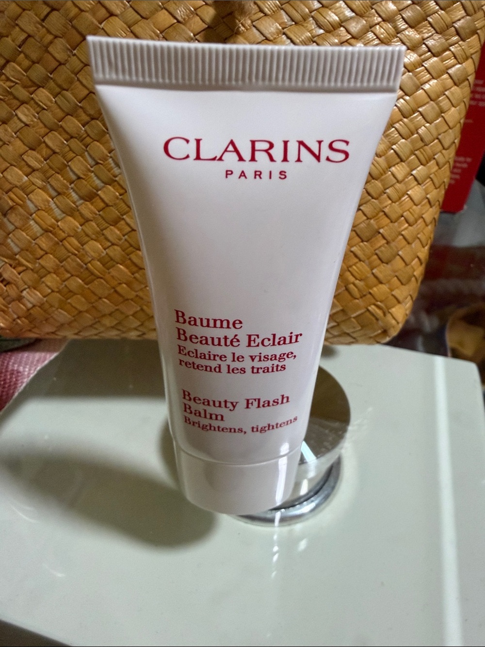 Clarins White Tube Beauty Flash Balm - Red Logo
